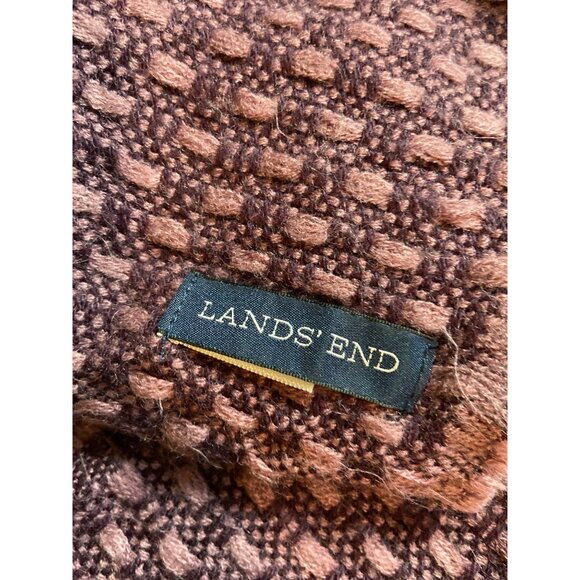 Lands End Infinity Scarf Purple Check Textured Wool Blend Cozycore Boho Festival - Picture 3 of 5